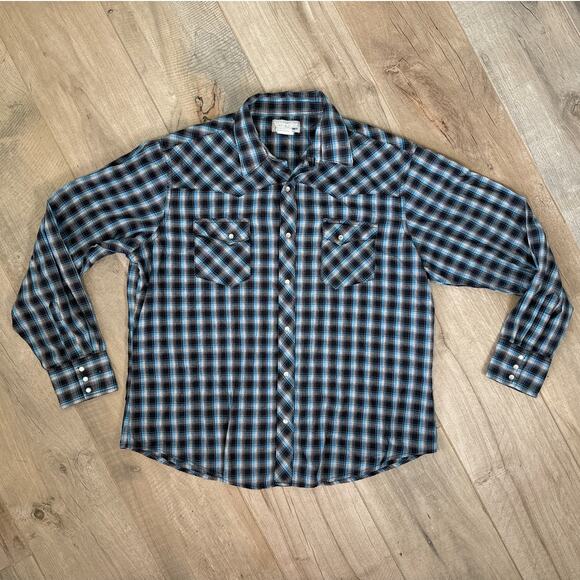 Vintage Wrangler Pearl Snap Western Long Sleeve Shirt Mens Size XL - Picture 1 of 6